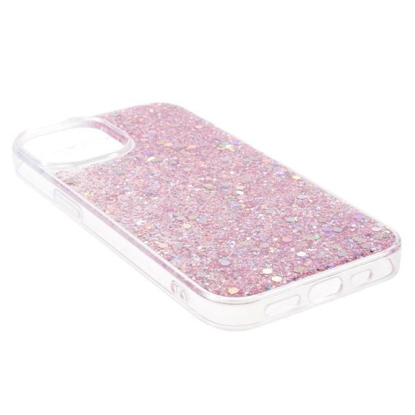 iPhone 15 Plus Glitter Cover - Lyserød Hot on Sale