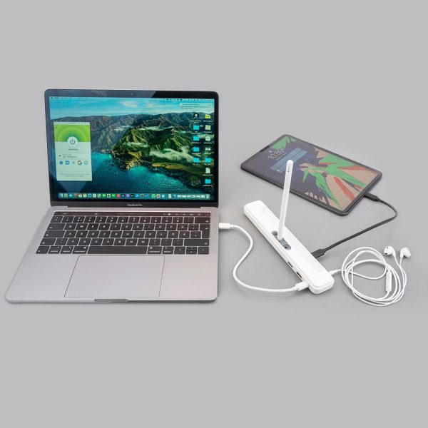 4smarts Active 4in1 USB-Hub m. Apple Pencil Holder - Hvid Online Hot Sale