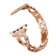 Apple Watch (38 40 SE 41 42mm) Formet Stål Rem m. Rhinsten - Rose Gold Online