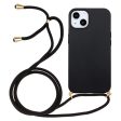 iPhone 15 Plus Fleksibelt Plastik Cover m. Snor   Strop - Sort Fashion