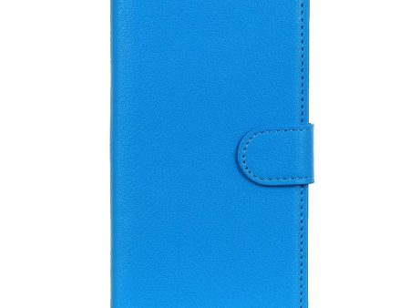 iPhone 15 Plus Litchi Læder Cover m. Pung - Blå Sale