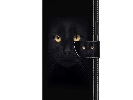 Motorola Moto G54 Læder Cover m. Pung & Print - Sort Kat Online Sale