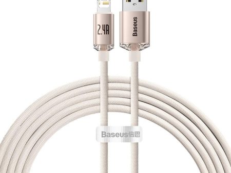 Baseus Crystal Shine Lightning Kabel 12W - 2m - Lyserød Online Hot Sale