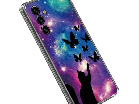 Samsung Galaxy A14   A14 (5G) Fleksibelt Cover m. Print - Kat & Sommerfugle For Cheap