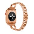 Apple Watch (38 40 SE 41 42mm) Formet Stål Rem m. Rhinsten - Rose Gold Online