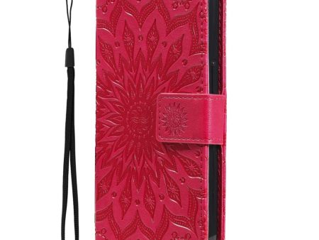 iPhone 15 Plus Læder Cover m. Pung og Strop - Mandala Blomst - Rød Supply