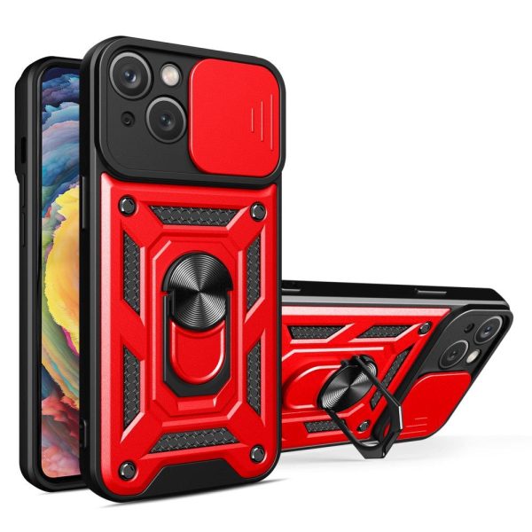 iPhone 15 Plus Håndværker Cover m. Magnetisk Kickstand & Cam Slider - Rød on Sale