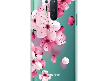 OnePlus 8 Pro Fleksibel Plastik Cover m. Print - Gennemsigtig   Lyserøde Blomster Sale