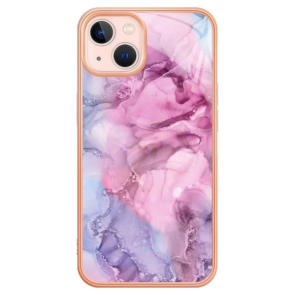 iPhone 15 Plus Hybrid Plastik Cover - Lilla   Lyserød Marmor Fashion