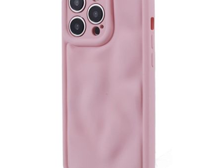 iPhone 15 Pro Fleksibelt Plastik Cover m. Bølget Design V2 - Mat Pink For Cheap