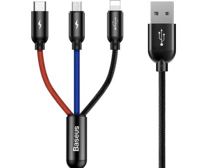 Baseus 3-in-1 Kabel USB-A til Lightning   USB-C   Micro USB - 120cm - Sort Online Sale