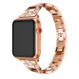 Apple Watch (38 40 SE 41 42mm) Formet Stål Rem m. Rhinsten - Rose Gold Online