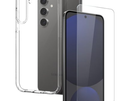 Samsung Galaxy S25 2-i-1 Fleksibelt Plast Cover og Hærdet Beskyttelsesglas - Gennemsigtig Online now