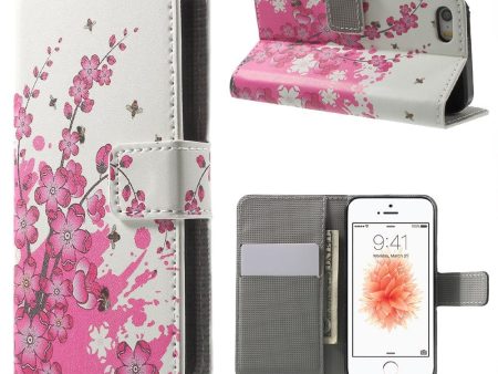 iPhone SE   5   5s Cover m. Pung Blomster Pink Hvid Online Hot Sale