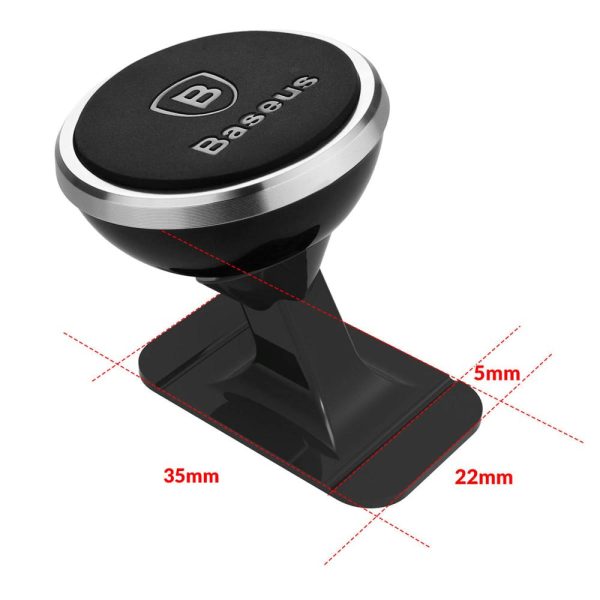 Baseus 360 Graders Magnetisk Dashboard Car Mount Mobilholder til Bil - Sort   Sølv For Sale