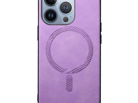 iPhone 16 Pro Læderbelagt Plastik Cover - MagSafe Kompatibel - Lilla For Cheap