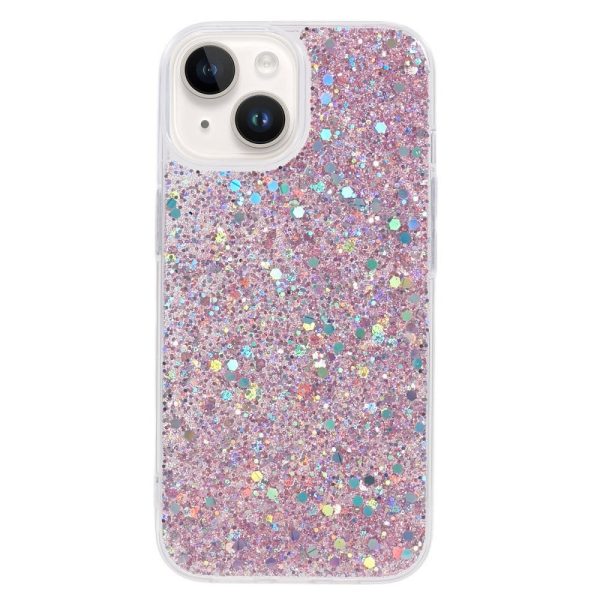 iPhone 15 Plus Glitter Cover - Lyserød Hot on Sale