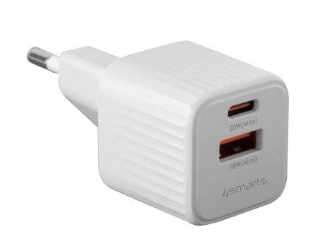 4smarts  20W Vægoplader m. 1x USB-A   1x USB-C - Hvid Sale