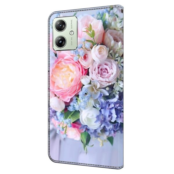 Motorola Moto G54 Læder Cover m. Pung & Print - Blomsterbuket Supply