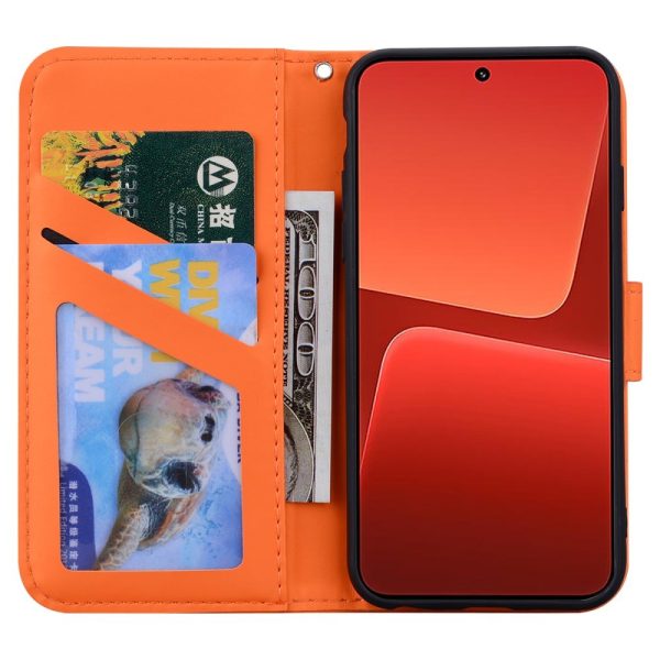 Xiaomi 13 Flip Cover m. Kortholder   Ståfunktion   Strop - Orange (Frø) Online now