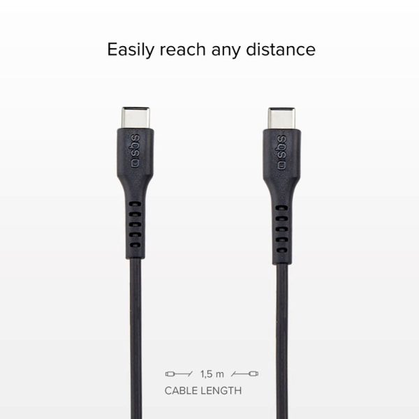 SBS USB-C til USB-C Kabel - 1.5 Meter - 25W (PD) - Sort Online Sale