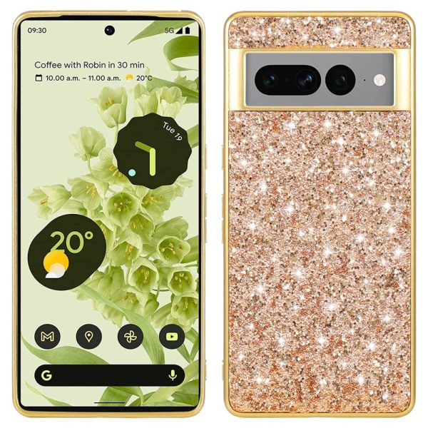 Google Pixel 7a Hårdt Plastik Cover - Guld Glimmer on Sale