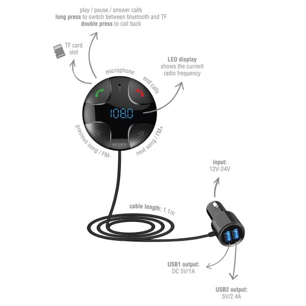 4smarts DashRemote Bluetooth FM Transmitter m. Håndfri Telefoni - Sort Online now