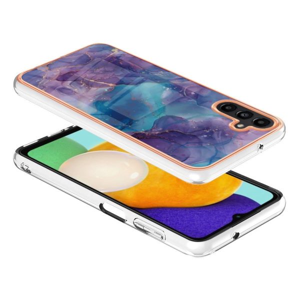 Samsung Galaxy A34 (5G) Hybrid Plastik Cover - Blå   Lilla Marmor Cheap