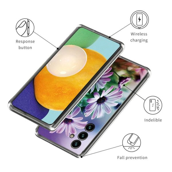 Samsung Galaxy A14   A14 (5G) Fleksibelt Cover m. Print - Lilla Blomst Online