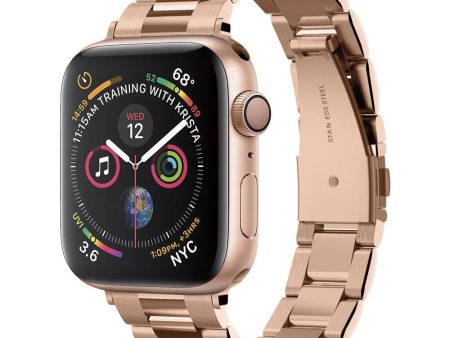 Apple Watch (38 40 SE 41 42mm) Spigen Modern Fit Band - Rustfri Stål Rem inkl. Stifter - Rose Gold on Sale