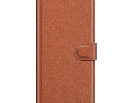 Huawei P50 Pro Litchi Læder Cover m. Pung - Brun For Sale