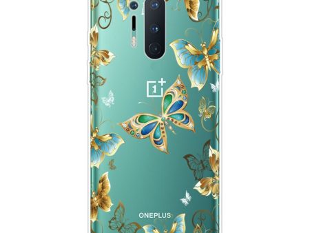 OnePlus 8 Pro Fleksibel Plastik Cover m. Print - Gennemsigtig   Sommerfugle Fashion