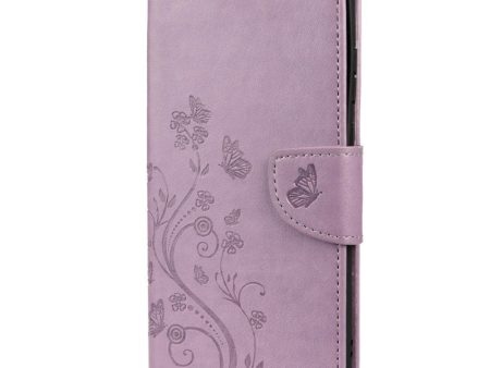 Samsung Galaxy S22 Ultra Læder Cover m. Pung Sommerfugle & Blomster - Lilla Cheap